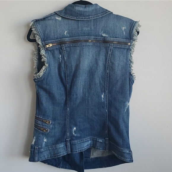 Guess Moto Jean Jacket Vest - distressed - small - Picture 7 of 8